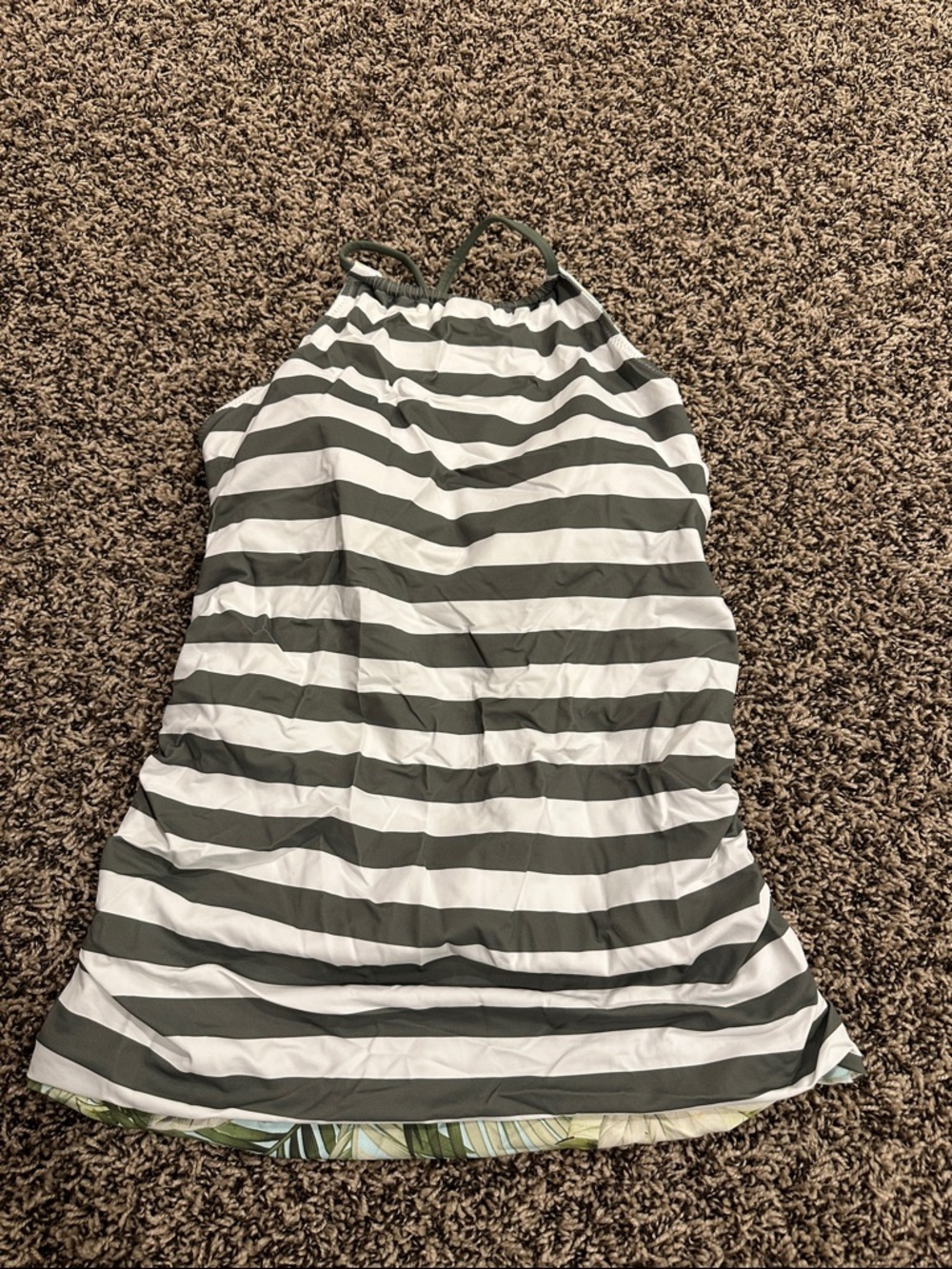 Tommy Bahama White and Olive Green Striped Women’s Swim Cover-Up